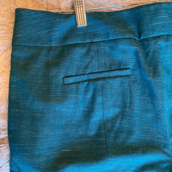 LOFT Pants Womens 12 Blue Marisa Ankle Linen Blend Stretch Tapered Office Career - Picture 5 of 12
